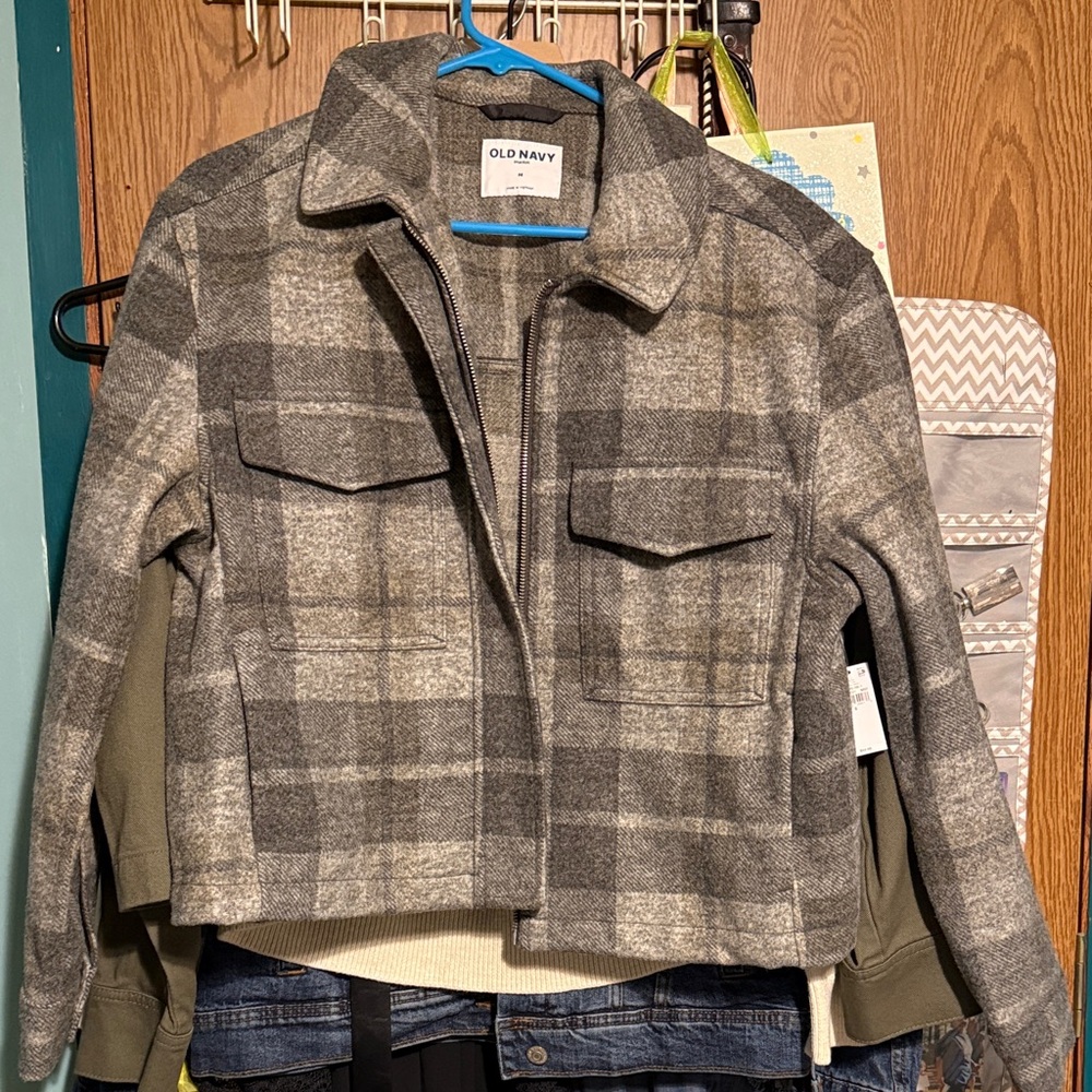 Old Navy Gray Plaid Jacket